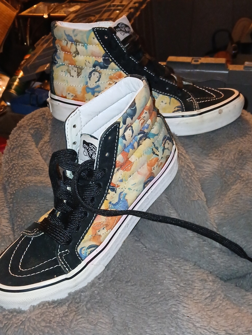Vans Kids High-Top Sneakers in Black with Walt Disney Princess Print